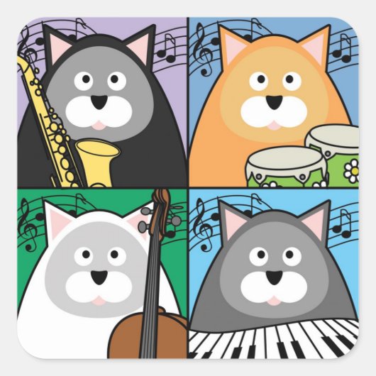 Hep Cat Square Stickers (Voorkant)