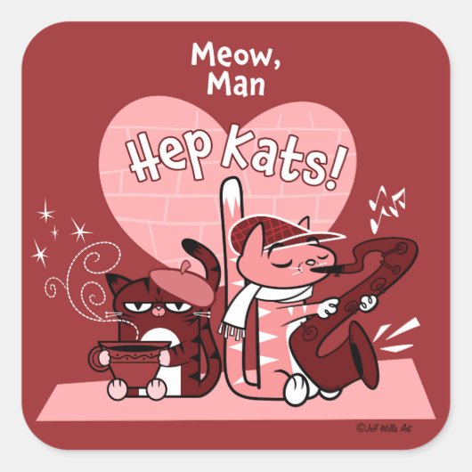 HEP KATS door Jeff Willis Art Vierkante Sticker (Voorkant)