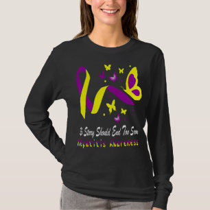 Hepatitis Awareness Butterfly Paars & Yellow Ribb T-shirt