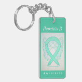 Hepatitis B (HBV) Bewustheid Angel Ribbon Sleutelh Sleutelhanger (Voorkant Links)