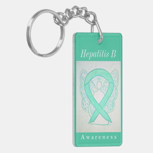 Hepatitis B (HBV) Bewustheid Angel Ribbon Sleutelh Sleutelhanger (Voorkant Links)