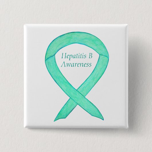 Hepatitis B (HBV) Jade Awareness Ribbon Custom Pin Vierkante Button 5,1 Cm (Voorkant)