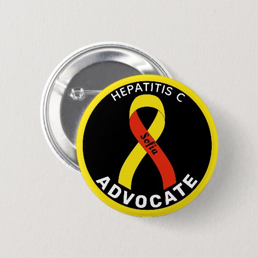 Hepatitis C Advocate Ribbon Black Button (Voorkant /achterkant)