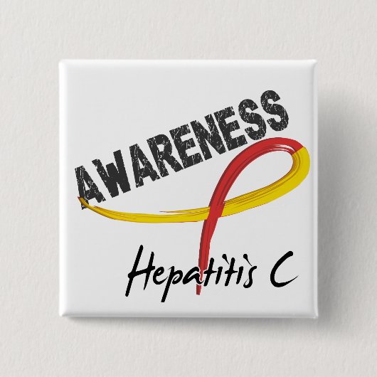 Hepatitis C Bewustheid 3 Vierkante Button 5,1 Cm (Voorkant)