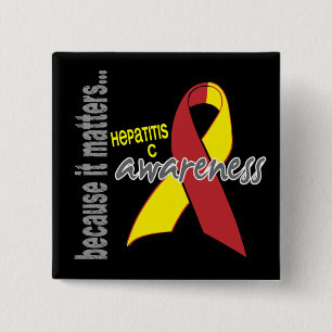 Hepatitis C Bewustheid Vierkante Button 5,1 Cm