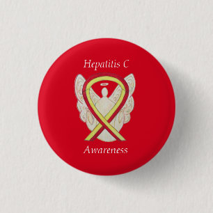 Hepatitis C (HCV) Bewustheid Angel Ribbon Pins Ronde Button 3,2 Cm