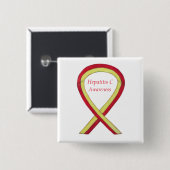 Hepatitis C (HCV) Bewustwording Aangepaste lintpij Vierkante Button 5,1 Cm (Voorkant /achterkant)