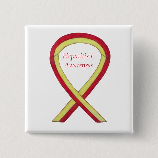 Hepatitis C (HCV) Bewustwording Aangepaste lintpij Vierkante Button 5,1 Cm (Voorkant)