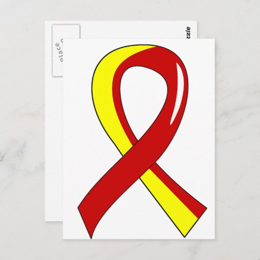 Hepatitis C Rood gele lint 3 Briefkaart (Voorkant / Achterkant)