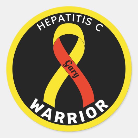 Hepatitis C Warrior Ribbon Black Round Sticker (Voorkant)