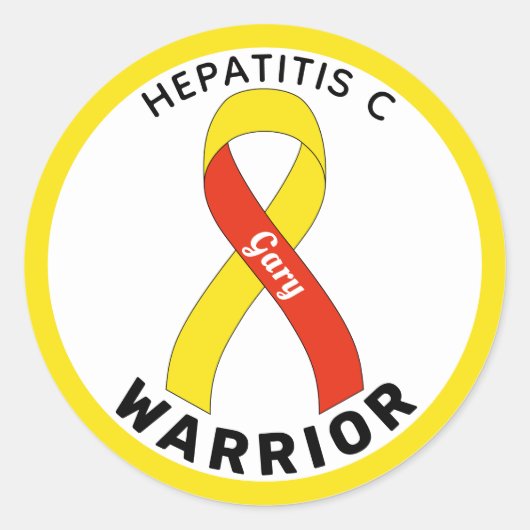 Hepatitis C Warrior Ribbon White Round Sticker (Voorkant)