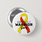 Hepatitis C Warrior Ribbon Witte Button (Voorkant /achterkant)