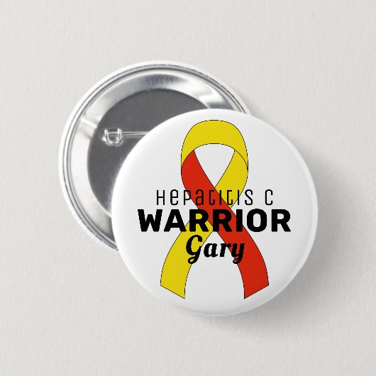 Hepatitis C Warrior Ribbon Witte Button (Voorkant /achterkant)
