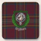 Hepburn Scottish Clan Tartan & Crest Bier Onderzetter (Voorkant)