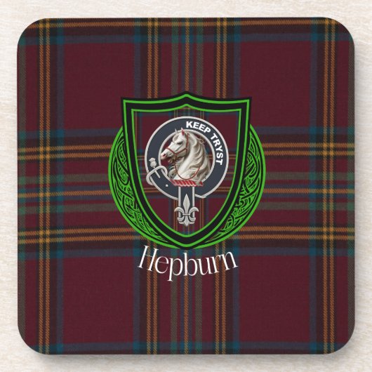 Hepburn Scottish Clan Tartan & Crest Bier Onderzetter (Voorkant)