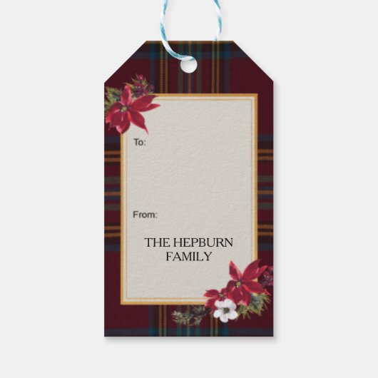 Hepburn Scottish Clan Tartan & Crest Cadeaulabel (Achterkant)