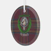 Hepburn Scottish Clan Tartan & Crest Glas Ornament (Voorkant links)