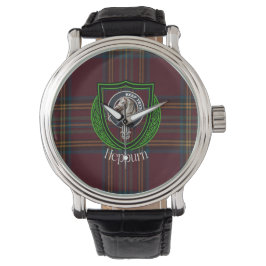 Hepburn Scottish Clan Tartan & Crest Horloge