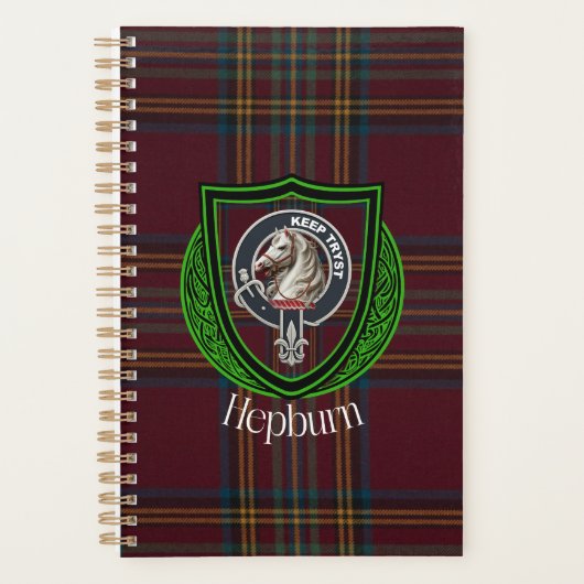 Hepburn Scottish Clan Tartan & Crest Planner (Voorkant)