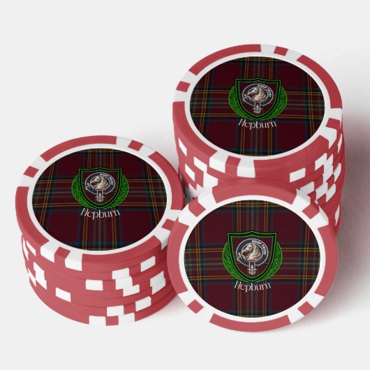 Hepburn Scottish Clan Tartan & Crest Poker Chips (Opstapeling)
