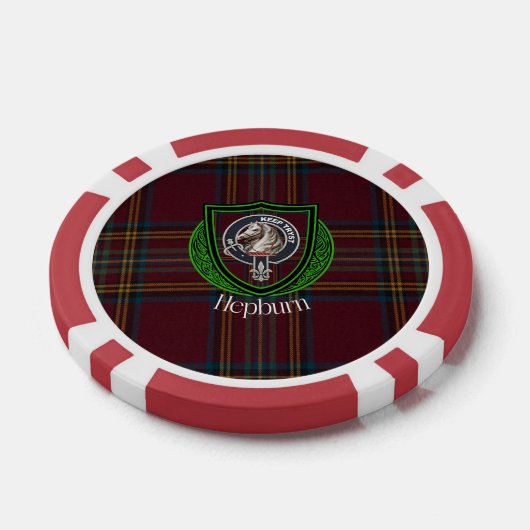 Hepburn Scottish Clan Tartan & Crest Poker Chips (Enkel)
