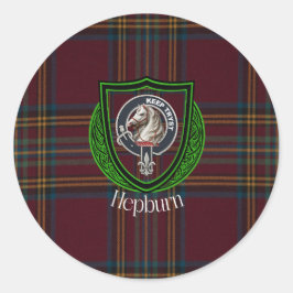 Hepburn Scottish Clan Tartan & Crest Ronde Sticker