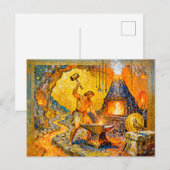 Hephaestus in Forge with Hammer, Anvil, Volcano Fu Briefkaart (Voorkant / Achterkant)