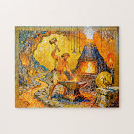 Hephaestus in smederij met hamer, aambeeld, vulkaa legpuzzel
