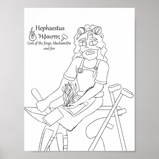 Hephaestus Kleurplaat Print (Voorkant)