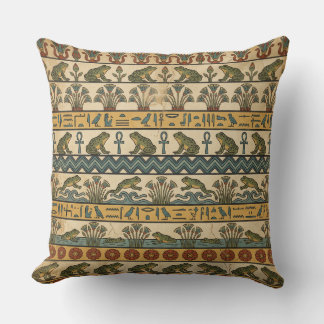 Heqet's Zegen: Oud-Egyptisch Kikkermuurfresco Kussen