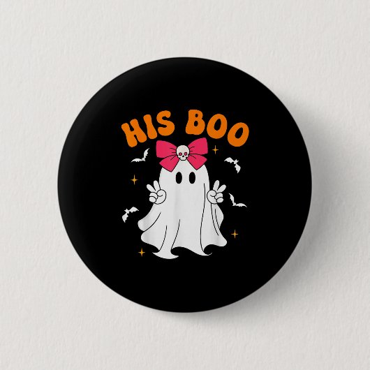 Her Boo &amp; His Boo Funny Matching Halloween Cou Ronde Button 5,7 Cm (Voorkant)