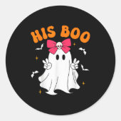 Her Boo & His Boo Funny Matching Halloween Cou Ronde Sticker (Voorkant)