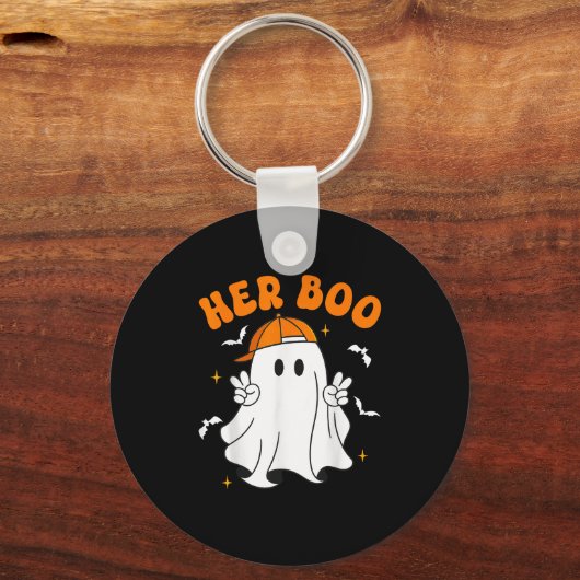 Her Boo & His Boo Funny Matching Halloween Cou Sleutelhanger (Voorkant)
