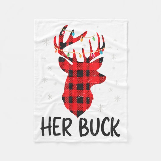 Her Buck Deer Hunting Christmas Husband Gift Coupl Fleece Deken (Voorkant)