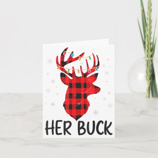 Her Buck Deer Hunting Christmas Husband Gift Coupl Kaart (Voorkant)