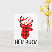 Her Buck Deer Hunting Christmas Husband Gift Coupl Kaart (Gele Bloem)