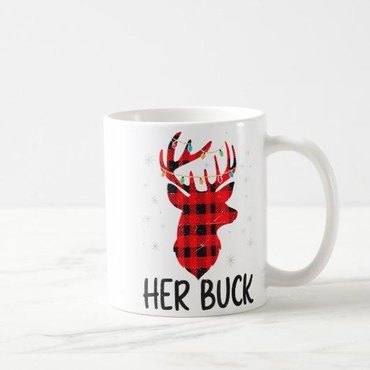 Her Buck Deer Hunting Christmas Husband Gift Coupl Koffiemok (Rechts)