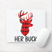 Her Buck Deer Hunting Christmas Husband Gift Coupl Muismat (Met muis)