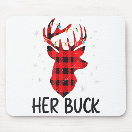 Her Buck Deer Hunting Christmas Husband Gift Coupl Muismat (Voorkant)