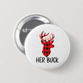 Her Buck Deer Hunting Christmas Husband Gift Coupl Ronde Button 5,7 Cm (Voorkant /achterkant)