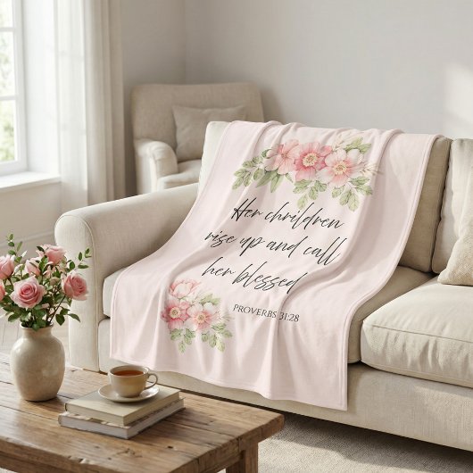 Her children rise up and call her blessed  fleece deken