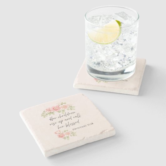 Her children rise up and call her blessed  stenen onderzetter (Zijkant)