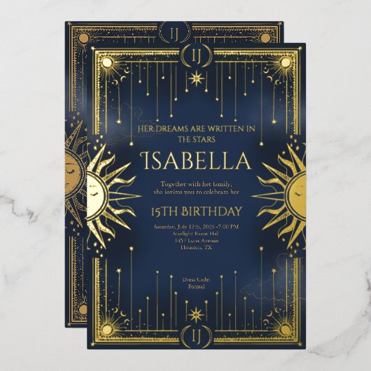 Her dreams are written in the stars folie uitnodiging (Voorkant / Achterkant)