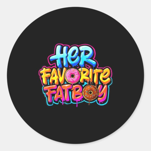 Her Favorite Fatboy Funny Donut Lover Humor  Ronde Sticker (Voorkant)