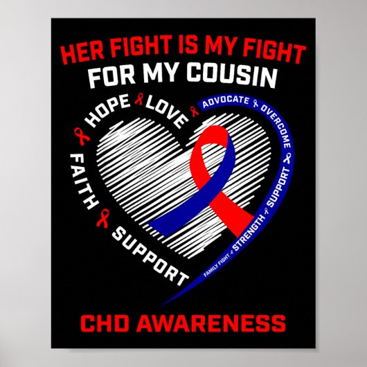 Her Fight Cousin Chd Awareness Heart Disease Graph Poster (Voorkant)
