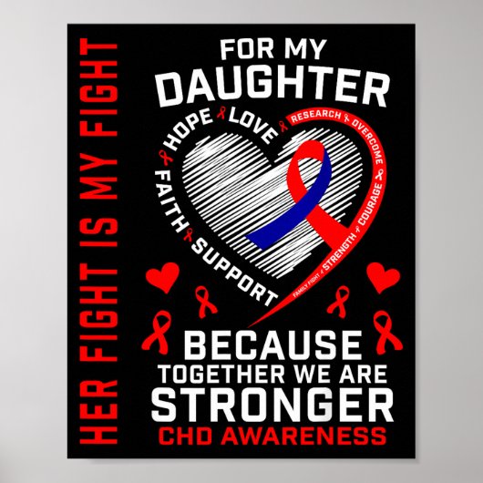 Her Fight Daughter Chd Awareness Heart Disease Gra Poster (Voorkant)