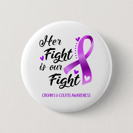 Her Fight is for Fight Crohn's & Colitis Awareness Ronde Button 5,7 Cm (Voorkant)