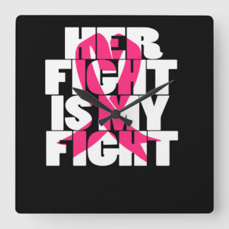 Her Fight Is My Fight Breast Cancer Awareness Vierkante Klok