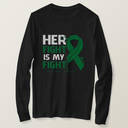 Her Fight Is My Fight LIVER CANCER AWARENESS Feath T-shirt (Design voorkant)