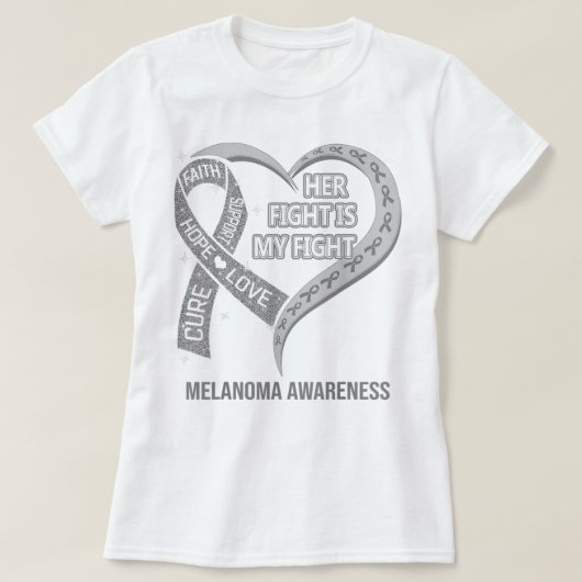 Her Fight Is My Fight Melanoma Awareness Ribbon He T-shirt (Design voorkant)